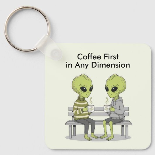 Funny Coffee and Aliens Sleutelhanger (Voorkant)