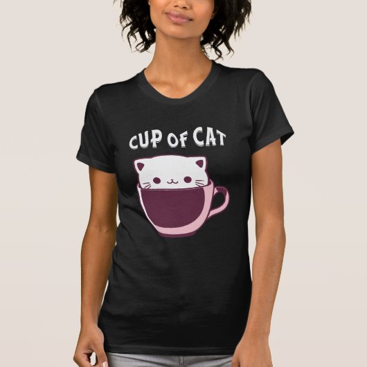 FUNNY COFFEE AND CAT LOVERS, CUP OF CAT T-SHIRT (Voorkant)