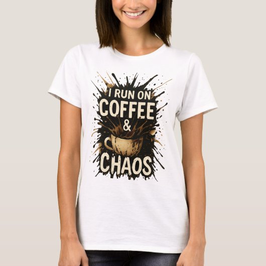 Funny Coffee Chaos Shirt – Splattered Paint  (Voorkant)