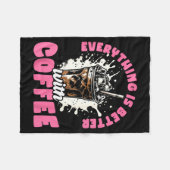 Funny Coffee Gift - Everything Is Better With Coff Fleece Deken (Voorkant (Horizontaal))