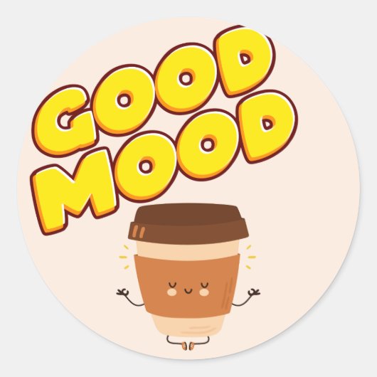 Funny Coffee Good Mood Classic Round Sticker (Voorkant)