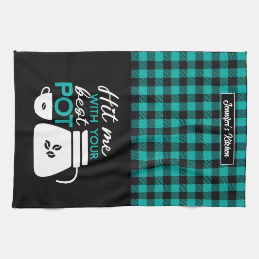 Funny Coffee Lover Caffeine Addicine Pset Pattern Theedoek (Horizontaal)