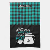 Funny Coffee Lover Caffeine Addicine Pset Pattern Theedoek (Verticaal)