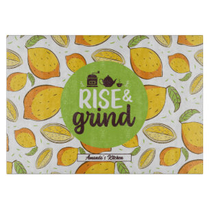 Funny Coffee Lover Quote  Lemon Pattern Snijplank