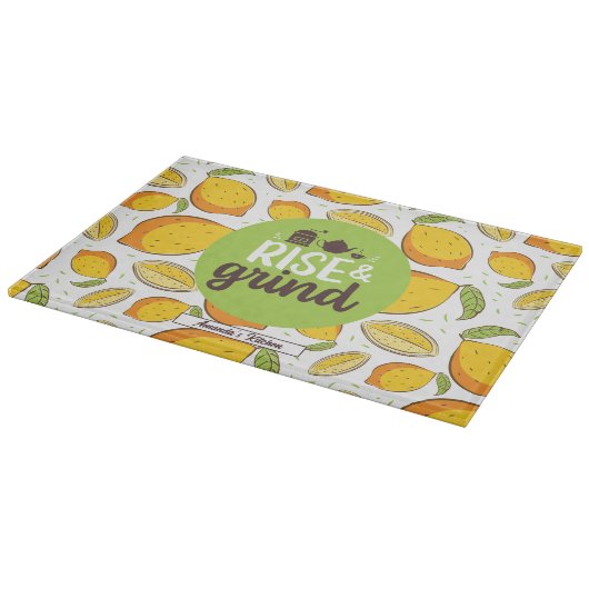 Funny Coffee Lover Quote Lemon Pattern Snijplank (Hoek)