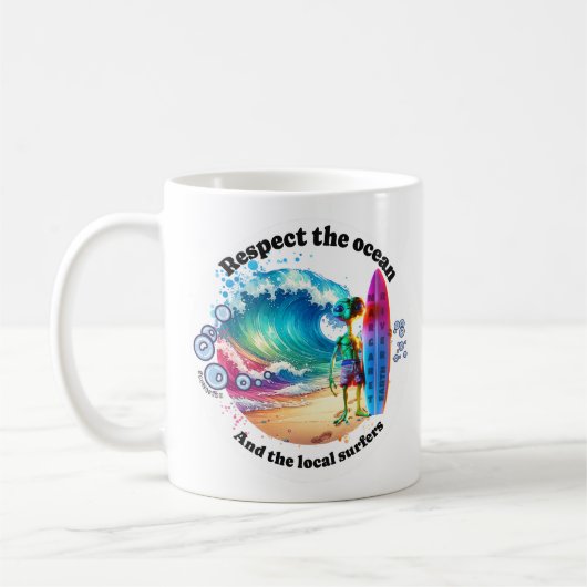 Funny coffee mok et respect oceaan (wit) (Links)