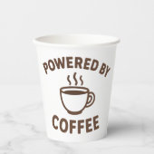 Funny Coffee Mok - "Powered by Coffee" Ontwerp Papieren Bekers (Voorkant)