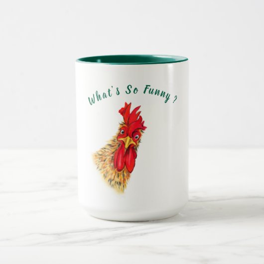 Funny Coffee Mok Verraste Haan - aangepaste tekst (Midden)