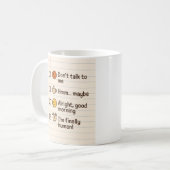 Funny Coffee Mood Checklist Mug – I'm Finally Huma (Devant gauche)