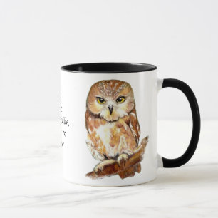 Funny Coffee, No Quitter, Quote Cute Owl Mok