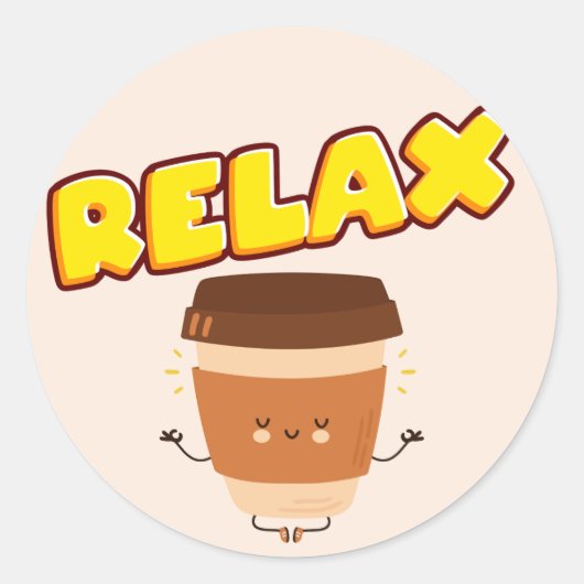 Funny Coffee ontspant Classic Round Sticker (Voorkant)