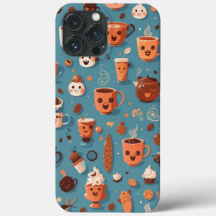 Funny Coffee Pattern iPhone 13 Pro Max Hoesje