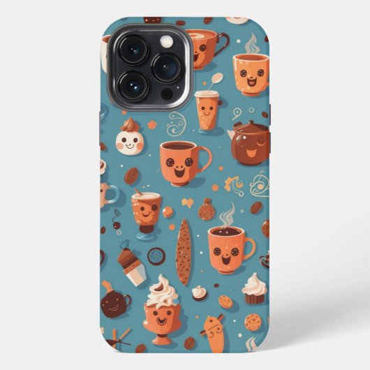 Funny Coffee Pattern iPhone Hoesje (Achterkant)
