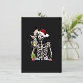 Funny Coffee Skeleton Xmas Koffie Drink Christm Kaart (Staand voorkant)