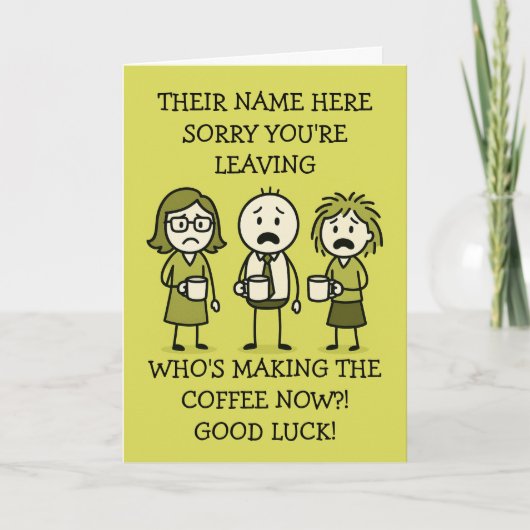 Funny Coffee-Themed Colleague Leaving Card Kaart (Voorkant)