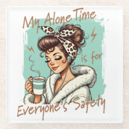 Funny Coffee Time Girl in the Morning Glazen Onderzetter