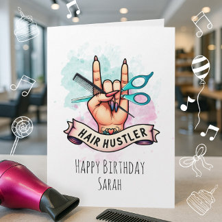 Funny Coiffeur carte d'anniversaire pour Beauticia