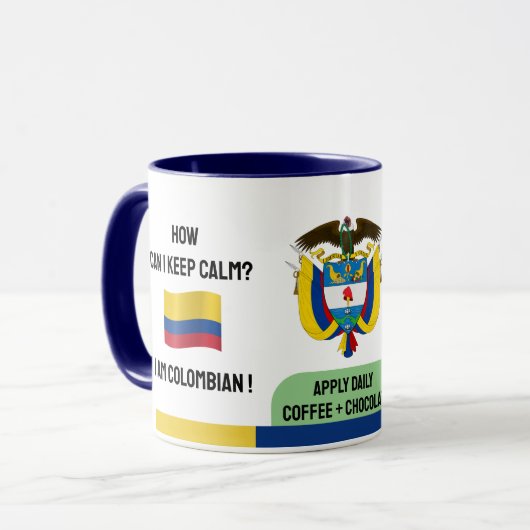 Funny Colombia Keep Calm Text, Colombiaanse vlag Mok (Voorkant links)
