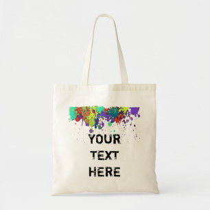 FUNNY COLOR SPLASH I + je achterdeur. en tekst Tote Bag