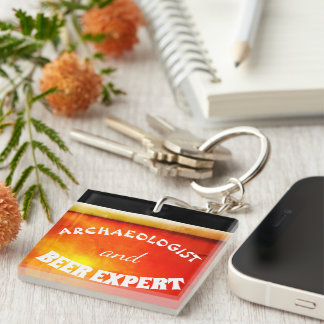 Funny Colorful Archeoloog en Beer Expert Sleutelhanger