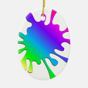 Funny Colorful Art Rainbow Paint Splatter Keramisch Ornament