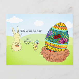 Funny Colorful Bunny Egg Hunt Cute Easter Cartoon Briefkaart