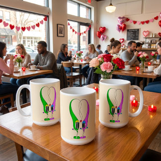 Funny, Colorful, Cute, Cartoon Valentine Heart Koffiemok