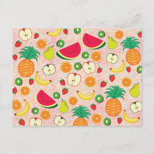 Funny Colorful Fruits Summer Healthy Vegetarian Briefkaart