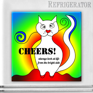 Funny Colorful Mondrian Cat Quote Magnet Magneet