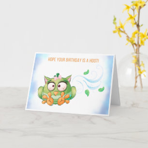 Funny Colorful Owl Birthday Kaart
