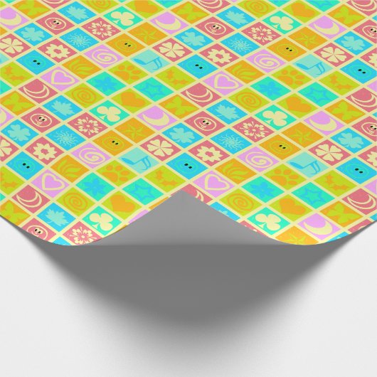 Funny Colorful Pattern Baby Cadeaupapier (Hoek)