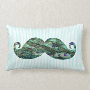 Funny Colorful Peacock Feathers Mustache Kussen