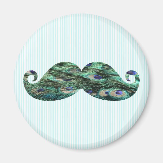Funny Colorful Peacock Feathers Mustache Magneet (Voorkant)