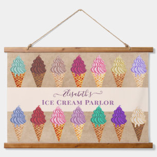 Funny Colorful Waterverf Ice Cream Parlor Hangend Wandkleed
