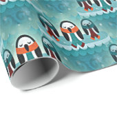 Funny Colorful Wintery Dpress Penguin Pattern Cadeaupapier (Rol Hoek)