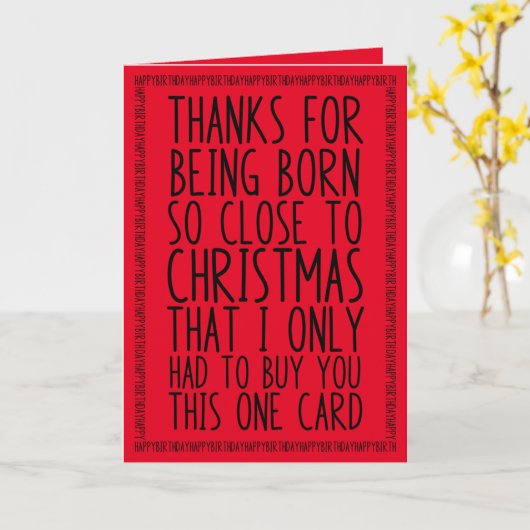 Funny Combinated December Birthday en Kerstmis Kaart (Gele Bloem)