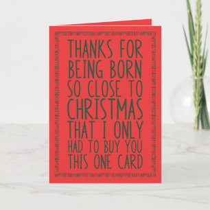 Funny Combinated December Birthday en Kerstmis Kaart