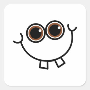 Funny Comic Cartoon Expressive Happy Toothy Face Vierkante Sticker