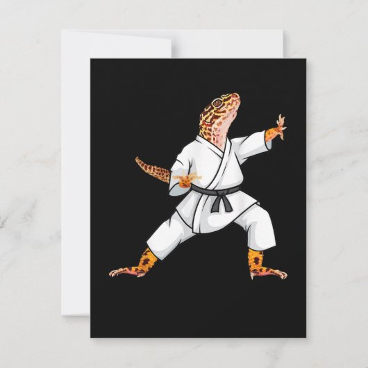 Funny Common Leopard Qecko Doing Karate Samurai Bedankkaart (Voorkant)
