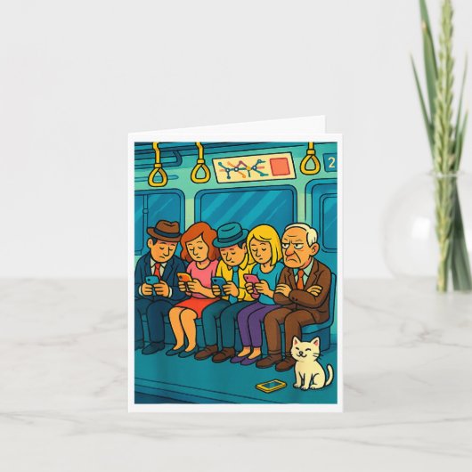 Funny Commuter Train Digital Detox Tech Satire Gif Kaart (Voorkant)