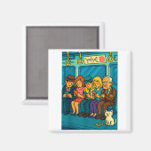 Funny Commuter Train Digital Detox Tech Satire Gif Magneet (Voorkant / Achterkant)