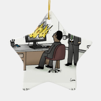 Funny Computer and Technology Kantoor Cartoon Keramisch Ornament