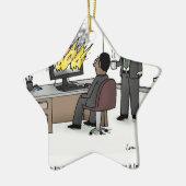 Funny Computer and Technology Kantoor Cartoon Keramisch Ornament (Links)