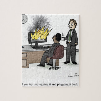 Funny Computer and Technology Kantoor Cartoon Legpuzzel
