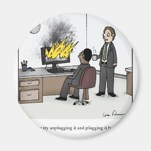 Funny Computer and Technology Kantoor Cartoon Magneet