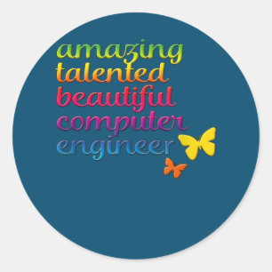 Funny Computer Engineer Cute Girl Engineering Ronde Sticker