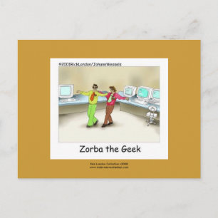 Funny Computer Geek Cartoon Handmatig ontworpen Sc Briefkaart