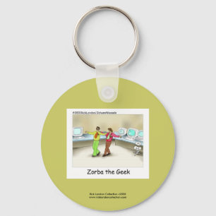 Funny Computer Geek Cartoon op Sleutelhanger