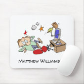 Funny Computer Probleem Cartoon met Jouw naam Muismat (Met muis)