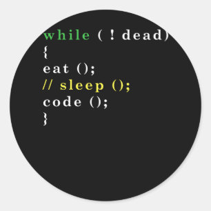 Funny Computer Science Programmer Eat Sleep Code Ronde Sticker